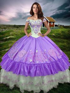 Vintage Lavender Sleeveless Beading and Embroidery and Ruffled Layers Floor Length 15 Quinceanera Dress