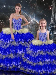 Nice Floor Length Ball Gowns Sleeveless Multi-color 15th Birthday Dress Lace Up