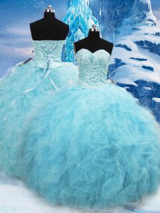 Sleeveless Beading and Pick Ups Lace Up 15th Birthday Dress