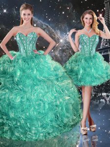 Suitable Sleeveless Beading and Ruffles Lace Up Quinceanera Gowns
