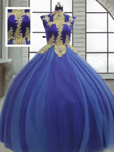 High End Floor Length Lace Up Sweet 16 Quinceanera Dress Royal Blue for Military Ball and Sweet 16 and Quinceanera with 