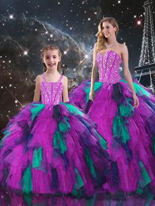 Floor Length Ball Gowns Sleeveless Multi-color Quinceanera Gowns Lace Up