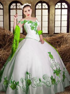 Dazzling Taffeta Sleeveless Floor Length Quinceanera Gown and Embroidery