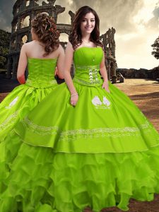 Admirable Embroidery and Ruffled Layers Quinceanera Gown Zipper Sleeveless Floor Length