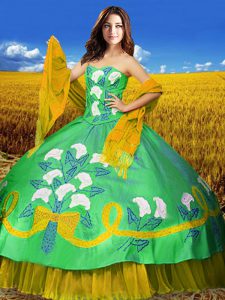 Artistic Multi-color Sleeveless Embroidery Floor Length Vestidos de Quinceanera