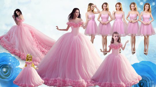 Floor Length Ball Gowns Sleeveless Baby Pink 15 Quinceanera Dress Lace Up