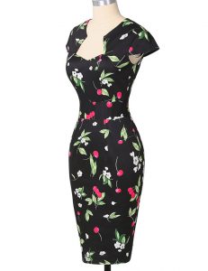 Multi-color Column/Sheath Pattern Dress for Prom Zipper Printed Cap Sleeves Knee Length