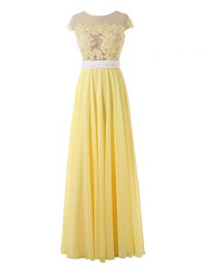 Fashion Sleeveless Side Zipper Floor Length Lace and Appliques Homecoming Dress