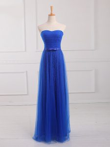 Chic Sweetheart Sleeveless Lace Up Wedding Party Dress Royal Blue Tulle and Lace
