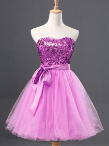 Mini Length Zipper Homecoming Dress Lilac for Prom and Party with Sequins
