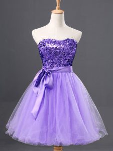 Lavender Sleeveless Sequins Mini Length Prom Dresses