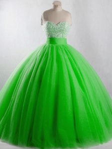 Lace Up Sweetheart Beading Ball Gown Prom Dress Tulle Sleeveless