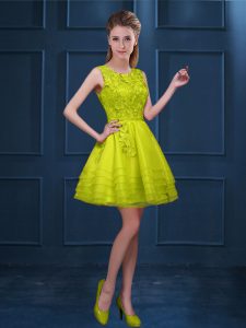 Flirting Knee Length A-line Sleeveless Yellow Green Wedding Guest Dresses Zipper
