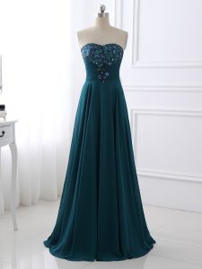 Glorious Chiffon Sleeveless Floor Length Mother Of The Bride Dress and Sequins and Ruching