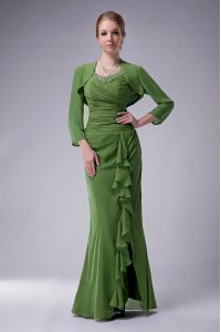 Romantic Green Straps Neckline Beading Mother Of The Bride Dress Sleeveless Zipper
