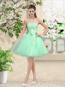 Apple Green Wedding Party Dress Prom and Party with Lace and Belt Off The Shoulder Sleeveless Lace Up