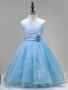 Artistic Scoop Sleeveless Zipper Toddler Flower Girl Dress Baby Blue Tulle