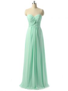 Sexy Apple Green Sleeveless Chiffon Lace Up Bridesmaid Dresses for Prom and Party and Wedding Party