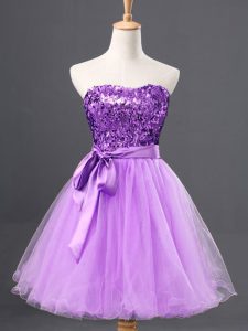 Sweetheart Sleeveless Zipper Prom Dresses Lavender Tulle