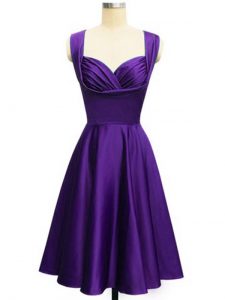 Best Selling Ruching Wedding Guest Dresses Purple Lace Up Sleeveless Knee Length