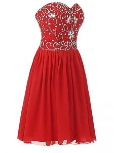Red Sweetheart Neckline Beading Prom Evening Gown Sleeveless Zipper