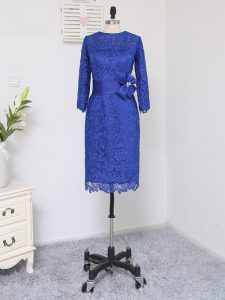 Simple Scoop Long Sleeves Zipper Mother Of The Bride Dress Royal Blue Lace