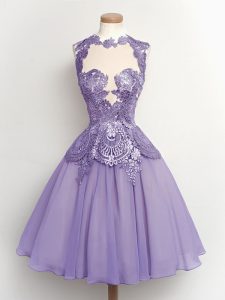 Lilac Court Dresses for Sweet 16 Party and Wedding Party with Lace High-neck Sleeveless Lace Up