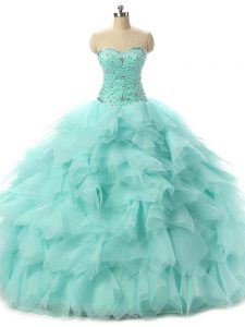 Extravagant Sleeveless Beading and Ruffles Lace Up Quinceanera Dress