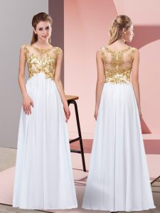 Simple Sleeveless Zipper Floor Length Appliques Dress for Prom