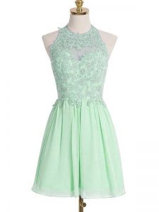 Knee Length Empire Sleeveless Apple Green Wedding Party Dress Lace Up