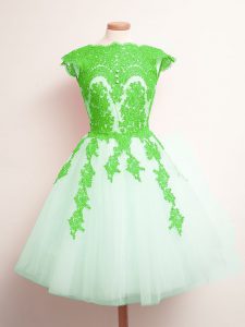 Mini Length Multi-color Quinceanera Court of Honor Dress Scalloped Sleeveless Lace Up