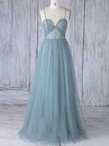 Custom Fit Grey Criss Cross Spaghetti Straps Appliques Quinceanera Court Dresses Tulle Sleeveless