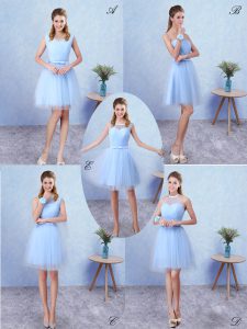 Scoop Sleeveless Tulle Bridesmaid Dresses Ruching Lace Up