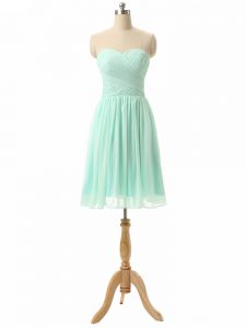Fancy Apple Green Quinceanera Court Dresses Prom and Party and Wedding Party with Ruching Sweetheart Sleeveless Lace Up