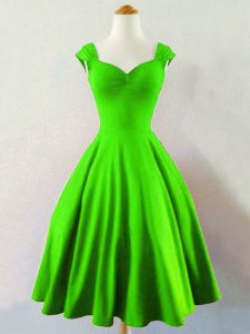 Sleeveless Taffeta Mini Length Lace Up Dama Dress for Quinceanera in Green with Ruching