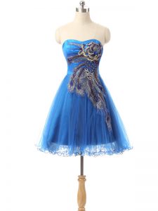 Blue Prom and Party with Appliques Sweetheart Sleeveless Side Zipper