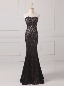 Chic Black Sleeveless Lace Zipper Mother Of The Bride Dress for Prom and Party and Military Ball