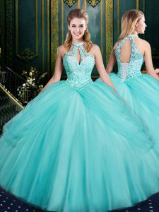 Sleeveless Lace Up Floor Length Beading and Pick Ups 15th Birthday Dress