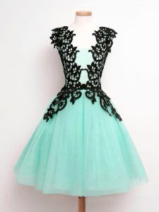 Luxury Tulle Straps Sleeveless Lace Up Lace Quinceanera Court Dresses in Turquoise