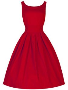 Enchanting Red Vestidos de Damas Prom and Party and Wedding Party with Ruching Scoop Sleeveless Lace Up