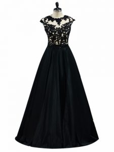 Affordable Black Sleeveless Taffeta Backless Homecoming Dress for Prom and Party and Sweet 16