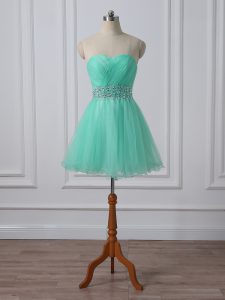 Mini Length A-line Sleeveless Apple Green Evening Dress Lace Up