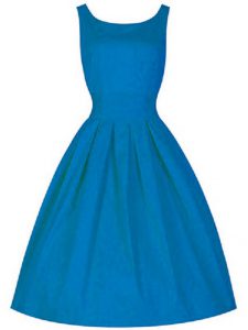 Ruching Quinceanera Court of Honor Dress Blue Zipper Sleeveless Knee Length