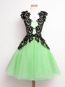 Super Sleeveless Knee Length Lace Lace Up Quinceanera Court of Honor Dress