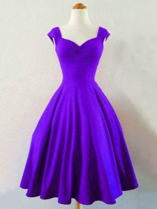 Edgy Purple Straps Lace Up Ruching Bridesmaids Dress Sleeveless