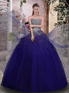 Customized Sleeveless Beading Lace Up Quinceanera Gown