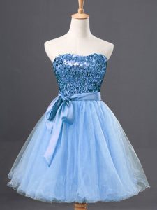 Custom Designed Tulle Sleeveless Mini Length Evening Dress and Sequins