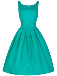 Taffeta Scoop Sleeveless Lace Up Ruching Wedding Guest Dresses in Turquoise