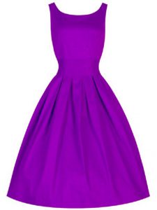 Sumptuous Scoop Sleeveless Lace Up Bridesmaid Gown Purple Taffeta