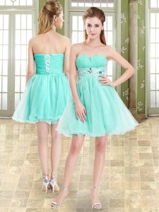 Mini Length A-line Sleeveless Apple Green Prom Dress Lace Up